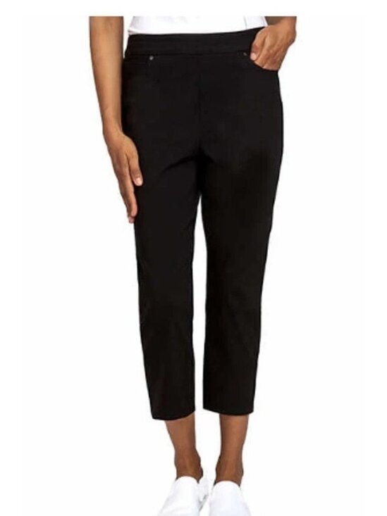 NEW Mario Serrani Women's S Black Comfort Stretch Capri Pants 23" Inseam - Picture 1 of 12